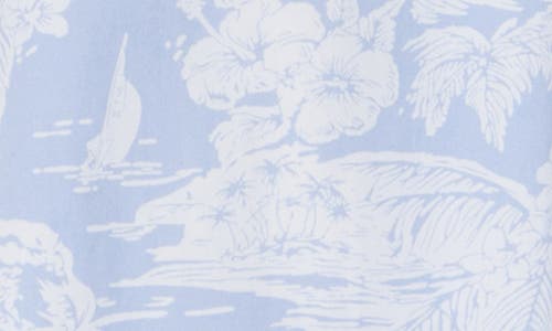 Brooks Brothers Regular Tropical Print Short Sleeve Cotton Button-down Shirt In Light Blue Tropical