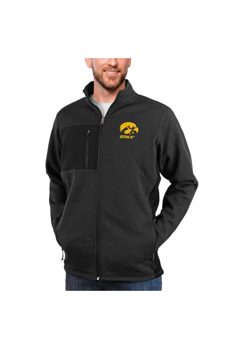 Men's Antigua Heather Black Iowa Hawkeyes Course Full-Zip Jacket, Alternate, color, Heather Black