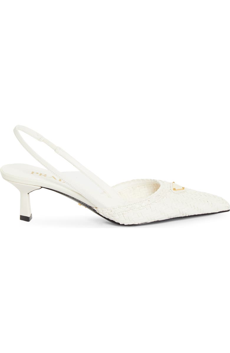 Prada Woven Slingback Sandal, Alternate, color, Bianco