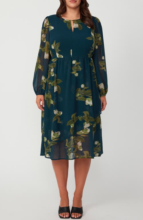 Estelle Summit Bloom Floral Asymmetric Long Sleeve Dress in Print 