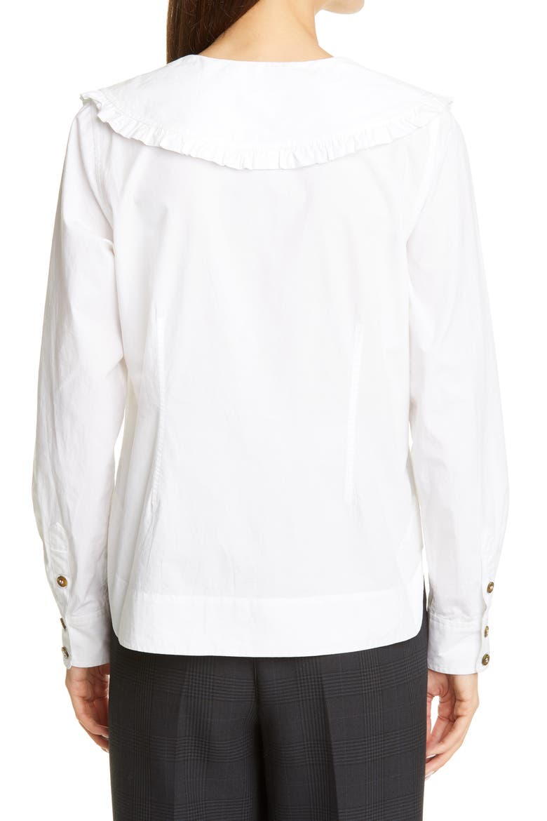 Ruffle Collar Cotton Poplin Shirt, Alternate, color, BRIGHT WHITE