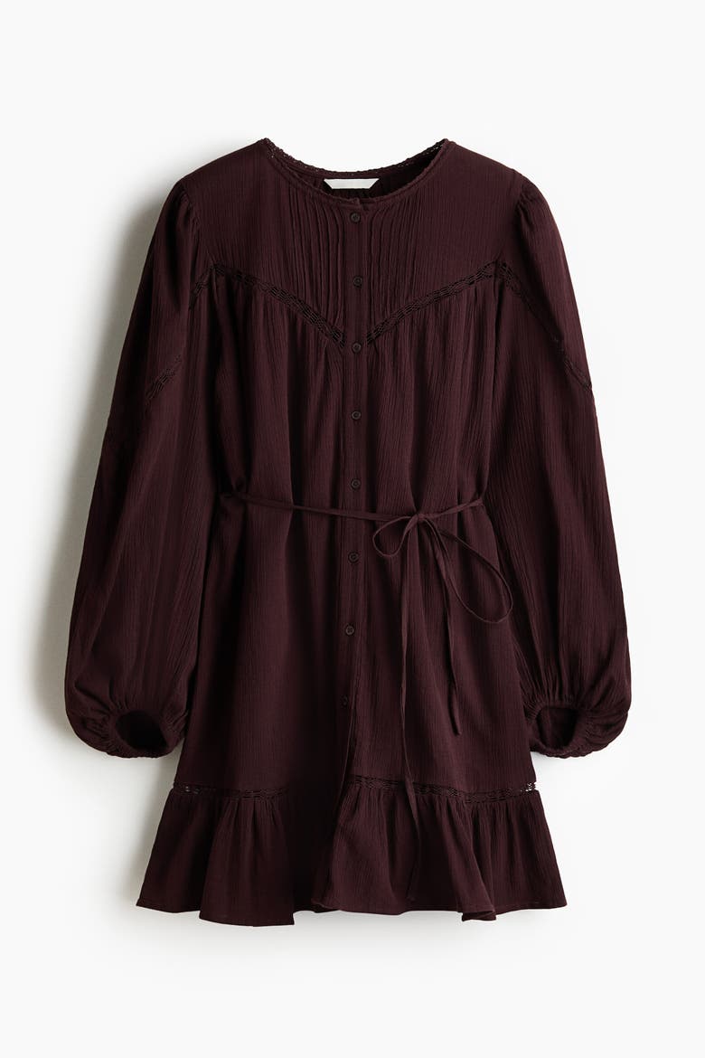Cotton Tunic Dress, Alternate, color, Dark brown