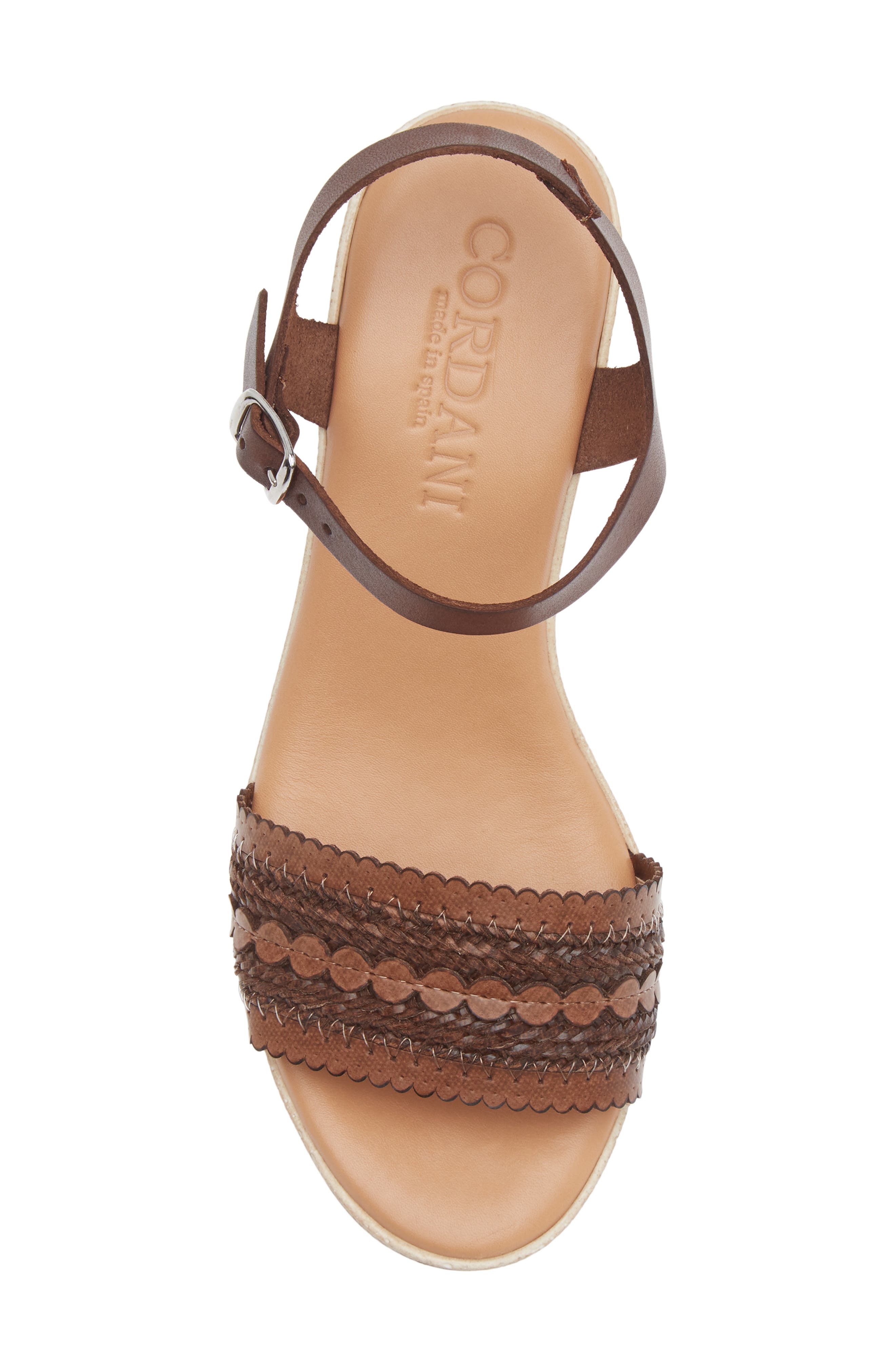 Cordani Markelle Espadrille Ankle Strap Platform Sandal, Alternate, color, Brown Leather