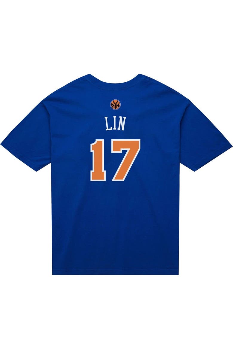 Men's Mitchell & Ness Jeremy Lin Blue New York Knicks Name & Number T-Shirt, Alternate, color, Blue