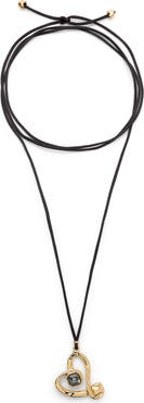 UNODE50 Long Pendant and Central Heart With Black Crystal