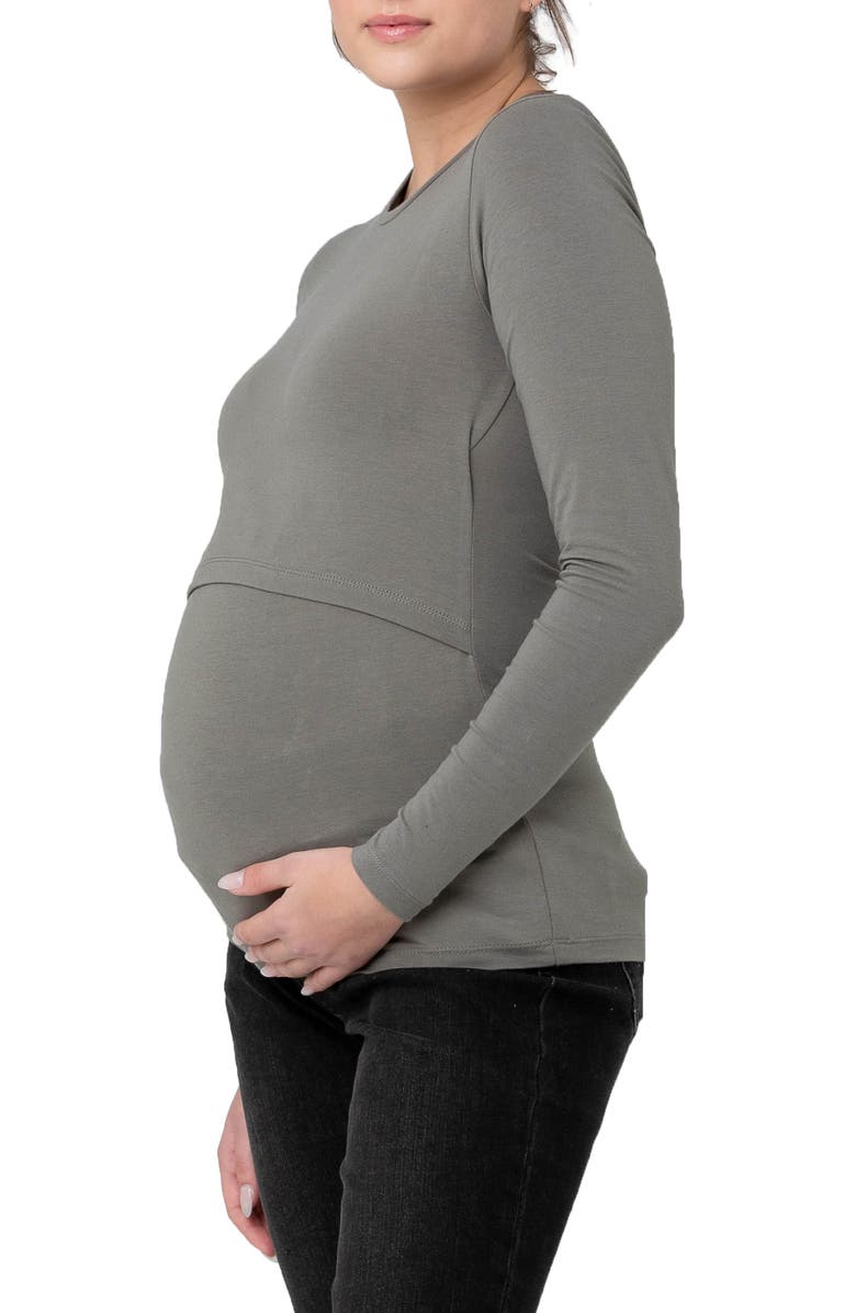Ripe Maternity Stretch Organic Cotton Maternity/Nursing Top, Alternate, color, Moss