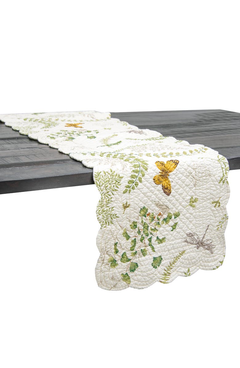 C&F Home Althea Cotton Quilted Reversible Spring Table Runner 14" x 51", Alternate, color, Green