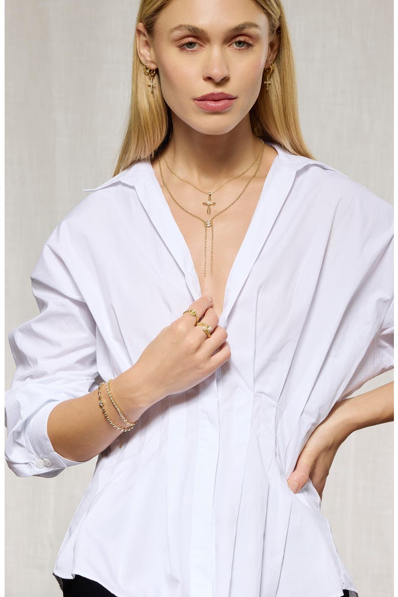 Faux Pearl Cross Pendant Necklace, Alternate, color, GOLD