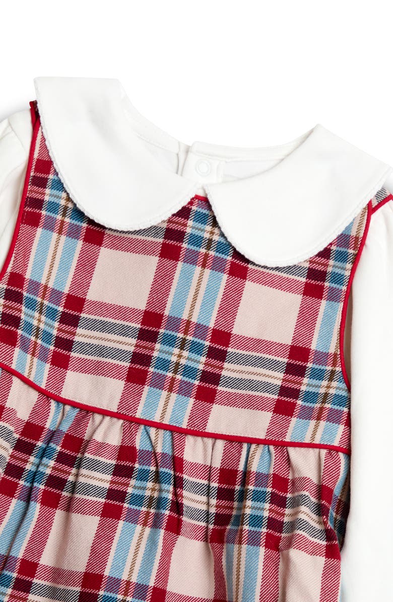 JOJO MAMAN BEBE Plaid Cotton Pinafore Dress & Shirt Set, Alternate, color, Red