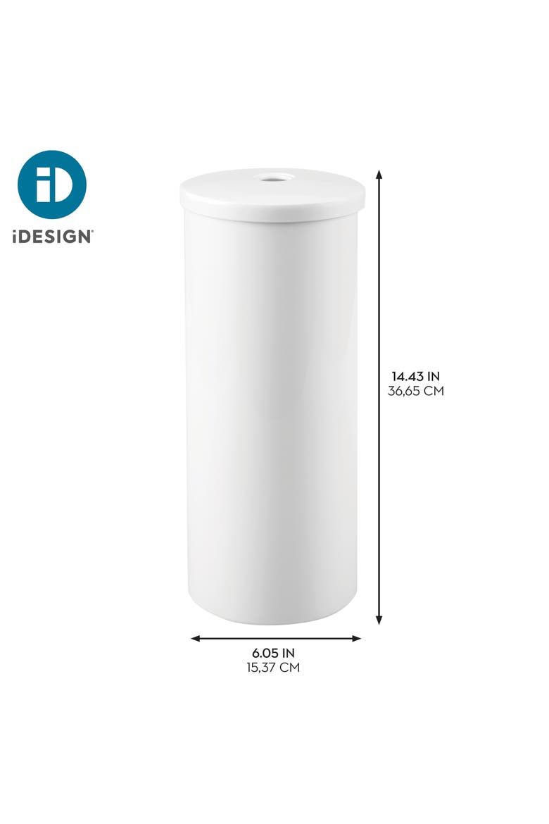 Freestanding Toilet Paper Canister with Lid for 3 Extra Rolls, White, Made in USA, Alternate, color, White