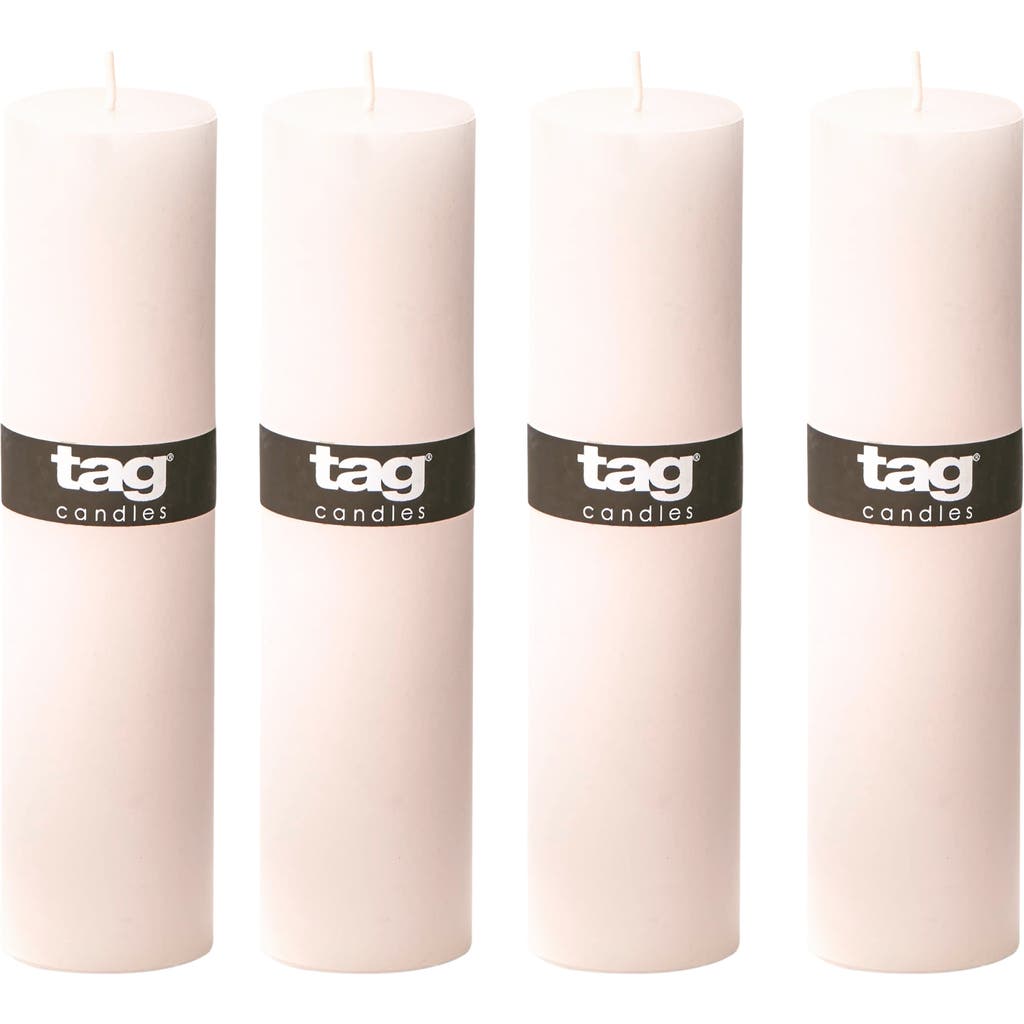 Tag Chapel White Pillar Candles Unscented Long Burning Set Of 4