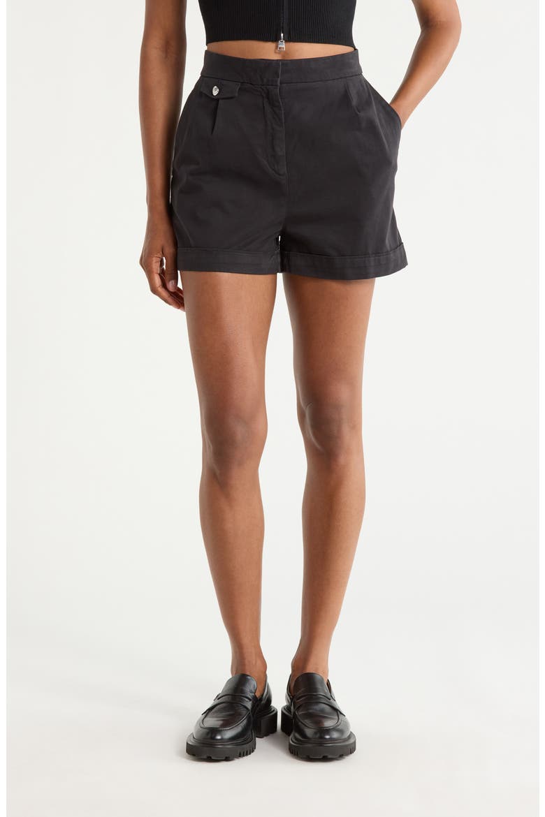 Taschi Stretch Cotton Shorts, Main, color, BLACK