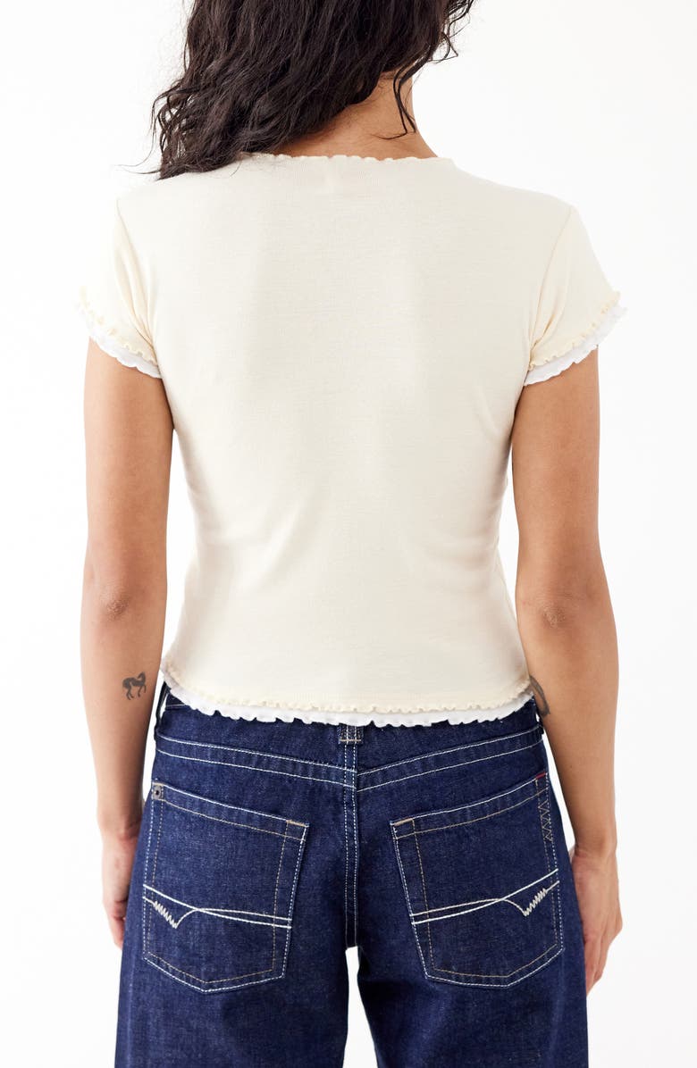 BDG Urban Outfitters Flower Frill Baby Tee, Alternate, color,