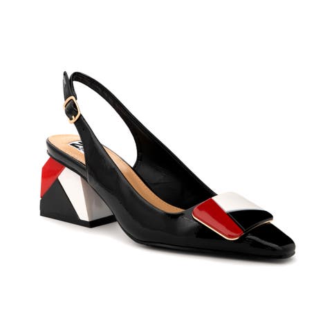 Multi Color Ornament Slingback Pump With Matching Heel