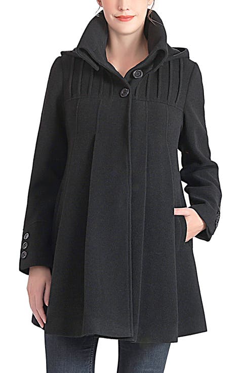 Aela Maternity A-Line Hooded Wool Coat