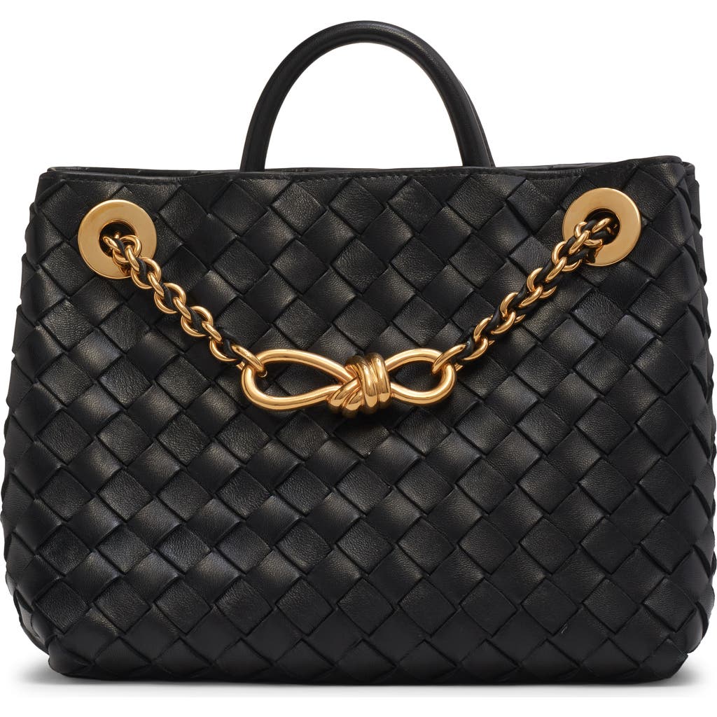 Bottega Veneta Small Andiamo Chain Leather Shoulder Bag In Black