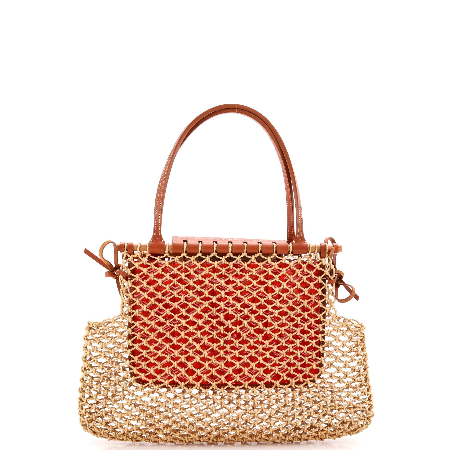 Pre-Owned Goyard Aligre Bag Raffia Net with Coated Canvas, Alternate, color, Orange