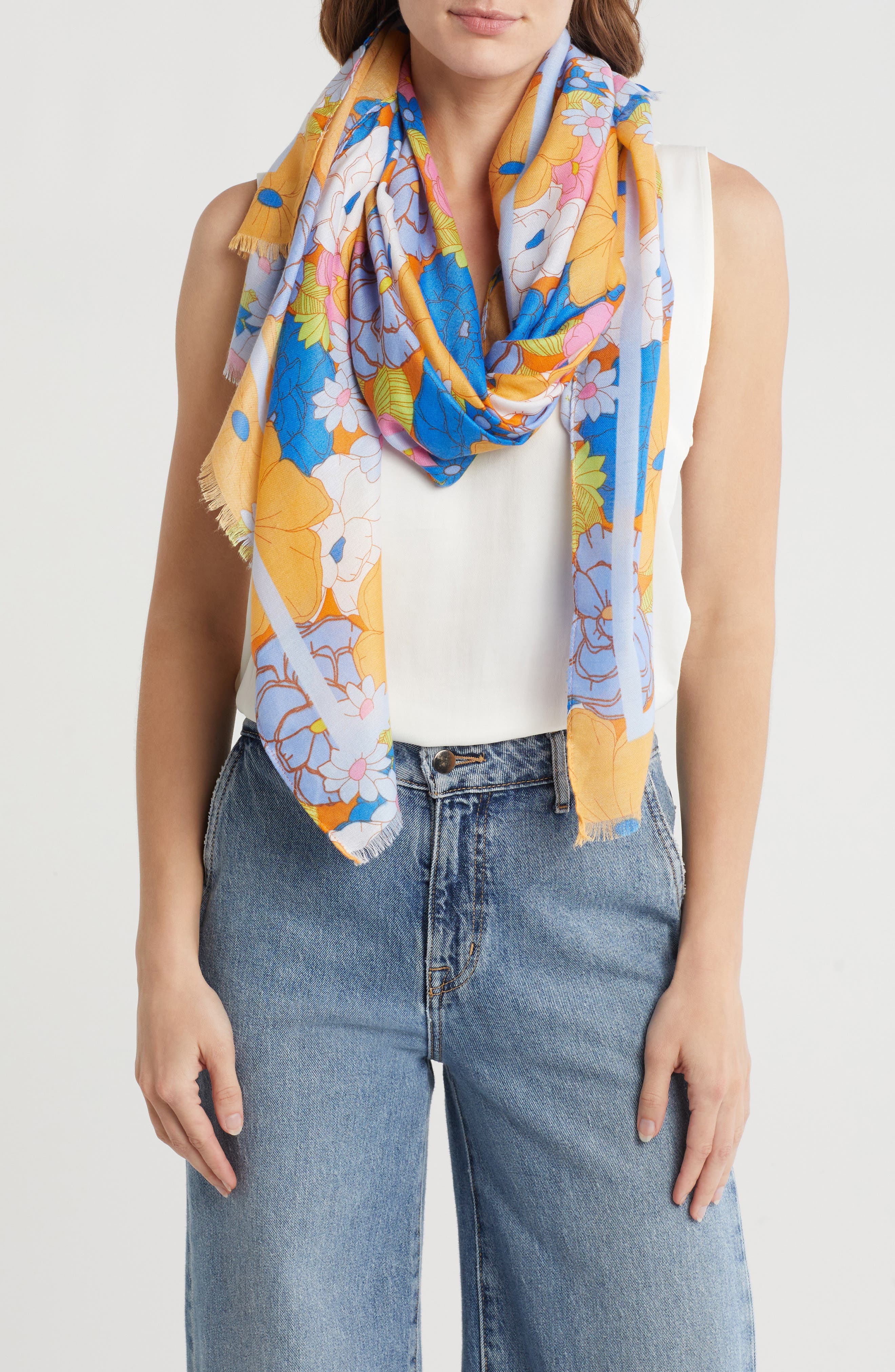 AREA STARS Flower Print Scarf