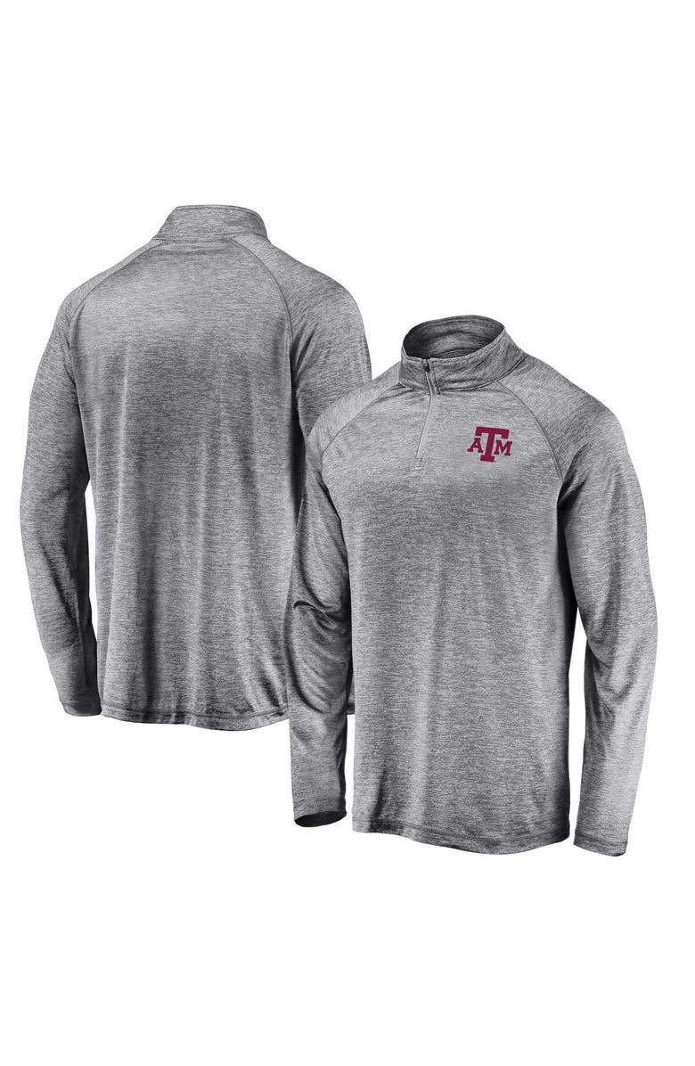FANATICS Men's Fanatics Branded Gray Texas A&M Aggies Striated Raglan Lightweight Quarter-Zip Top, Main, color, 