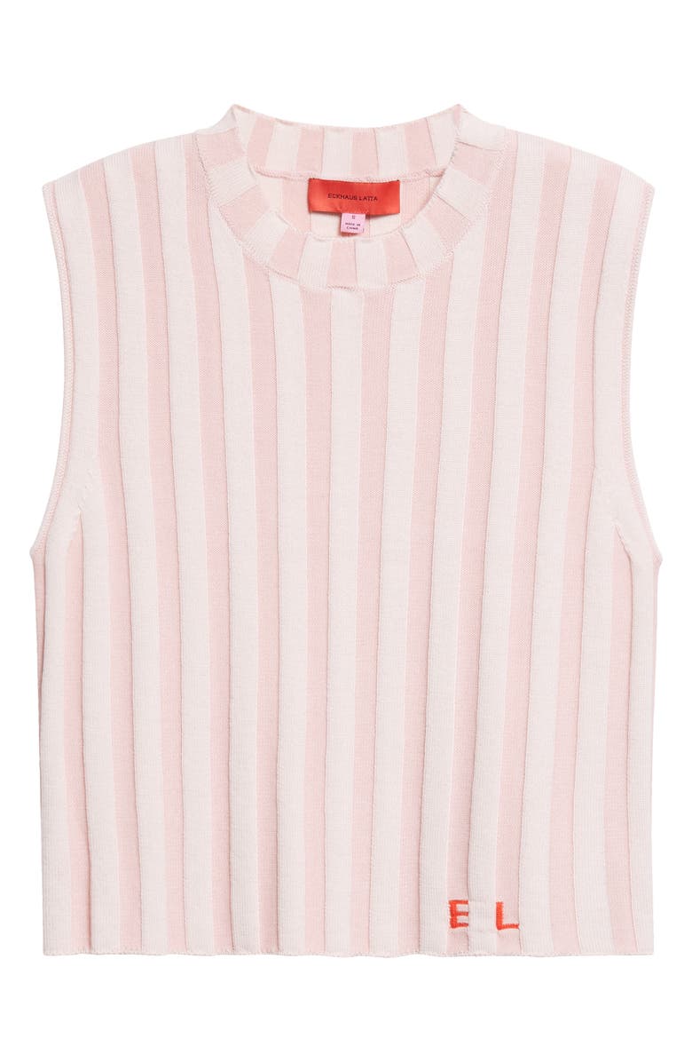 Eckhaus Latta Gender Inclusive Keyboard Stripe Merino Wool Sweater Vest, Alternate, color, Flamingo