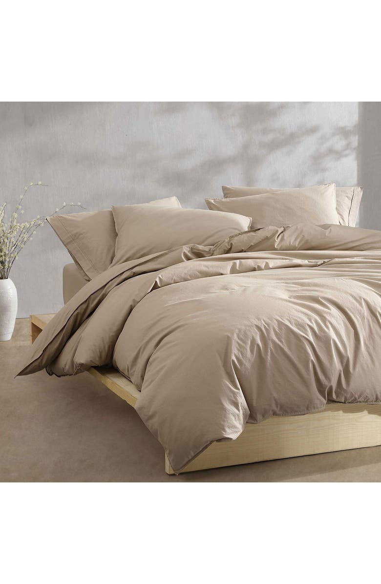 Calvin Klein Washed Percale Comforter & Sham Set, Alternate, color, Camel Brown