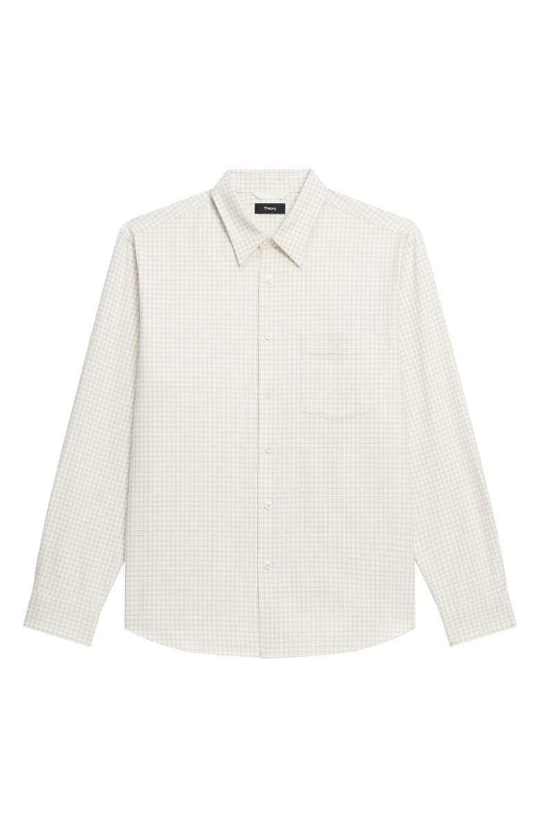 Theory Weekend Woods Check Cotton Button-Up Shirt, Alternate, color, Winter Ivory Multi