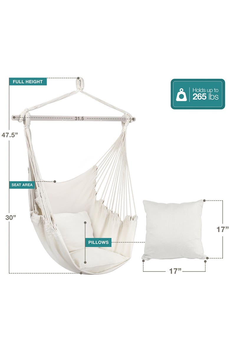 SORBUS Hanging Rope Hammock Swing Chair, Alternate, color, White