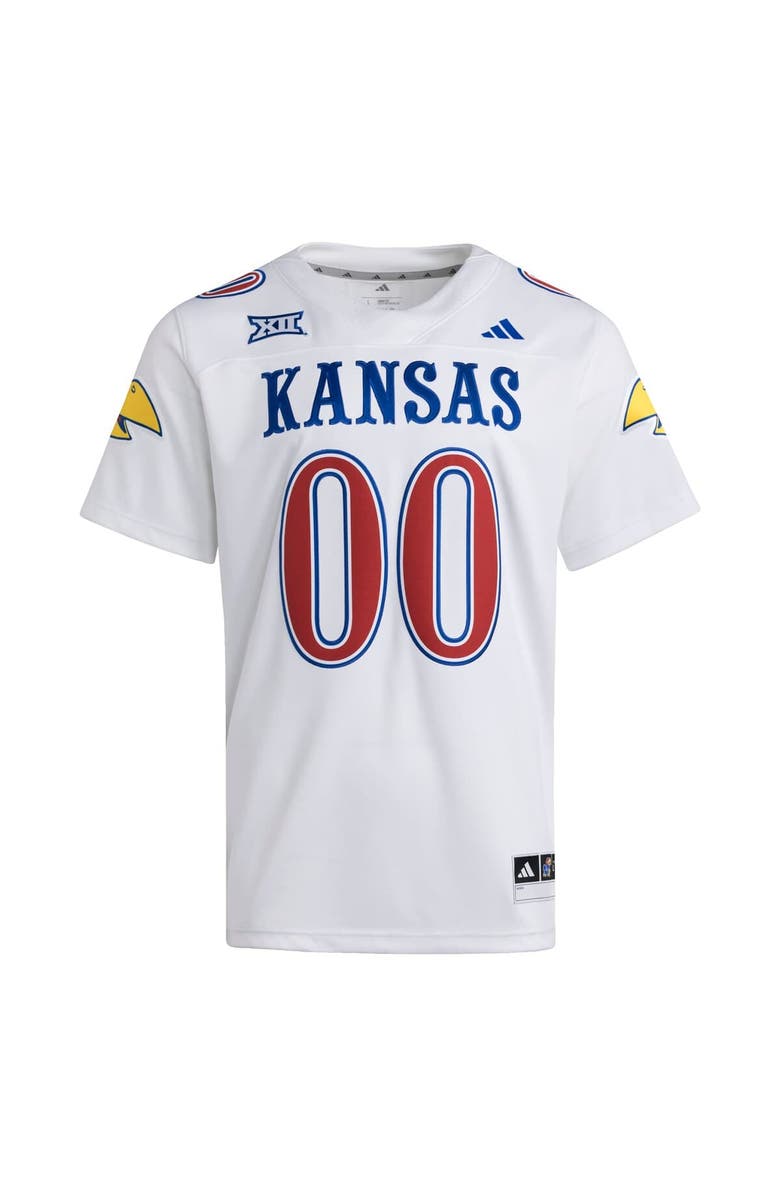 adidas Men's adidas #00 White Kansas Jayhawks Premier Strategy Jersey, Alternate, color, White