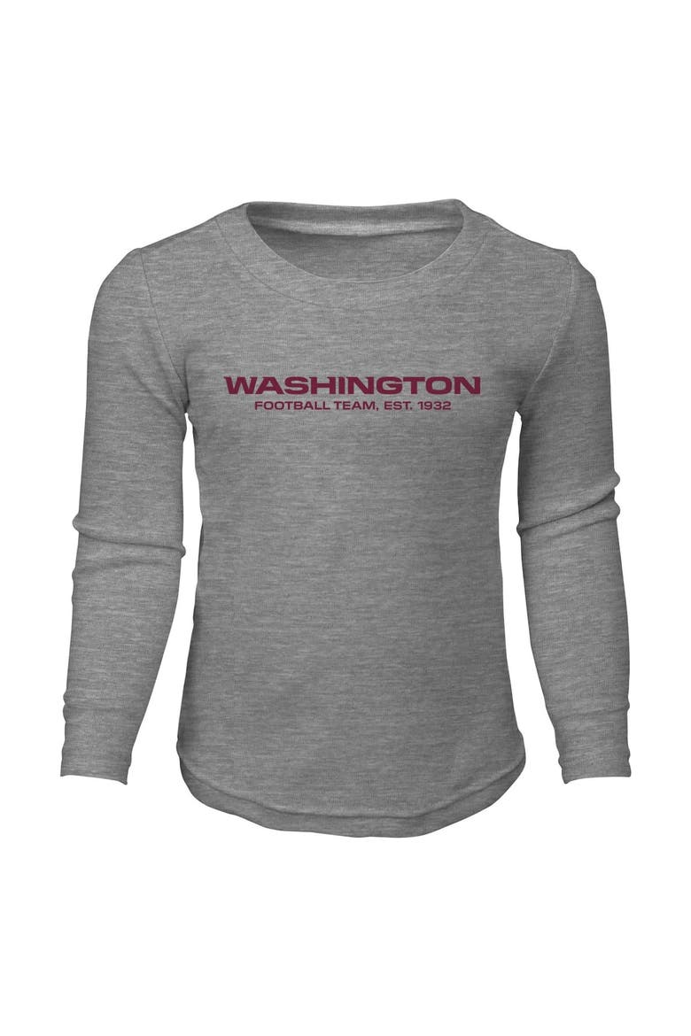 Preschool Heather Gray Washington Football Team Long Sleeve T-Shirt & Pants Sleep Set, Alternate, color, Heather Gray