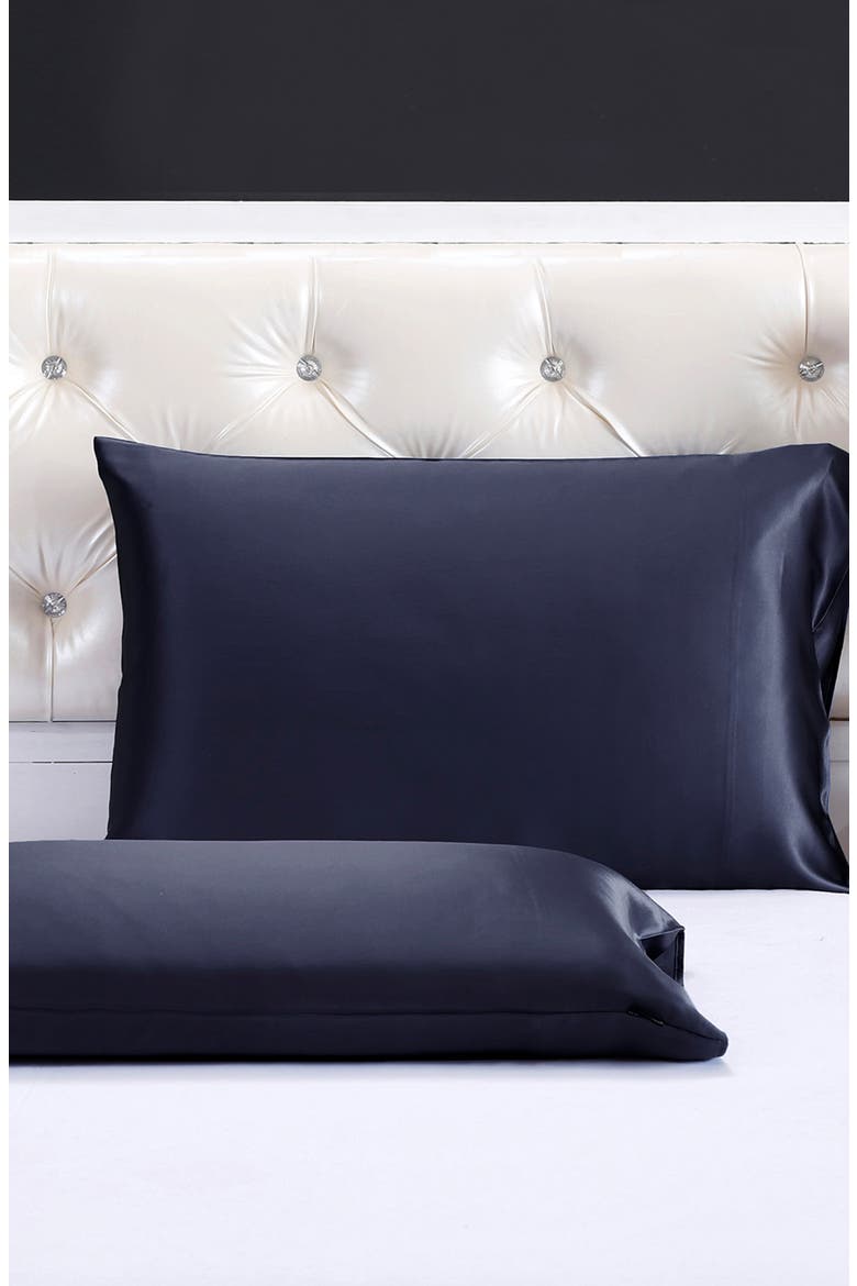 100% Silk Terse Envelope Pillowcase, Alternate, color, Navy Blue.