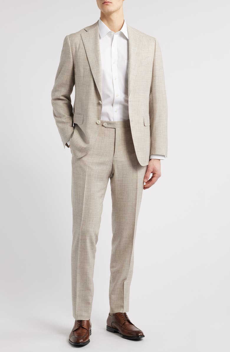 Canali Capri Trim Fit Slub Wool & Silk Blend Suit, Main, color, Beige