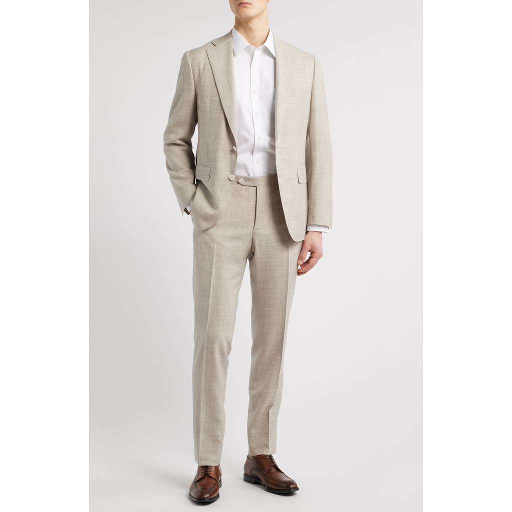 Canali Capri Trim Fit Slub Wool & Silk Blend Suit in Beige  product