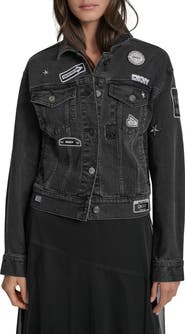 DKNY Logo Patch Denim Trucker Jacket
