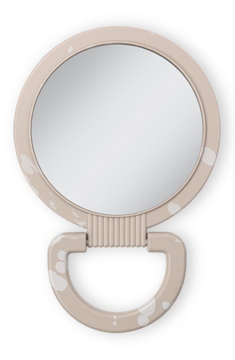 Dual-Sided Hanging Handheld Mirror in Soft-Touch