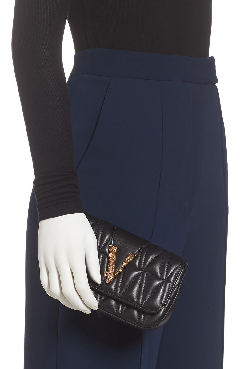 Versace First Line V Matelassé Leather Crossbody Bag, Alternate, color,