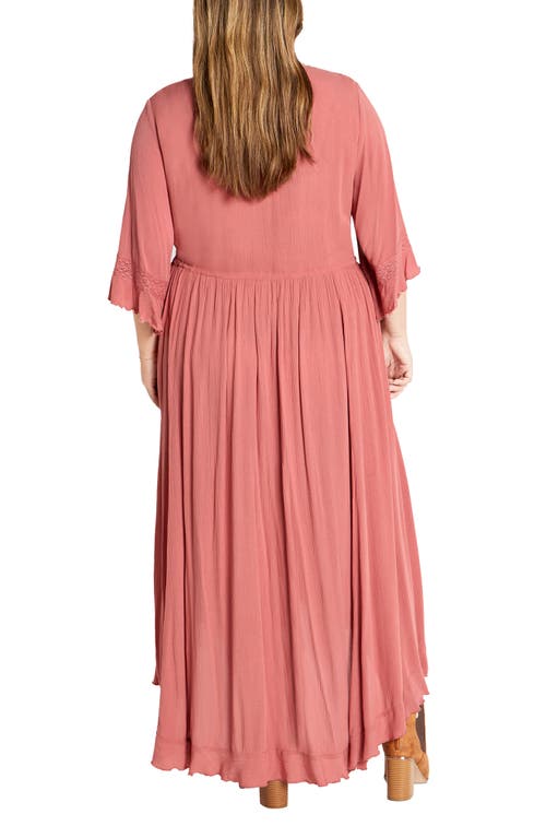 City Chic Rosie Lace Trim High-low Maxi Dress In Pink