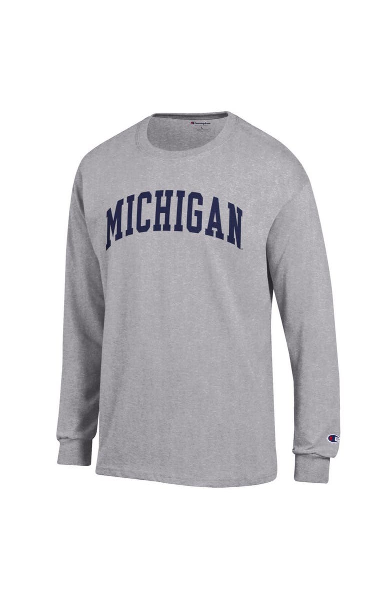 Champion Men's Champion  Heather Gray Michigan Wolverines Basic Arch Long Sleeve T-Shirt, Alternate, color, Heather Gray