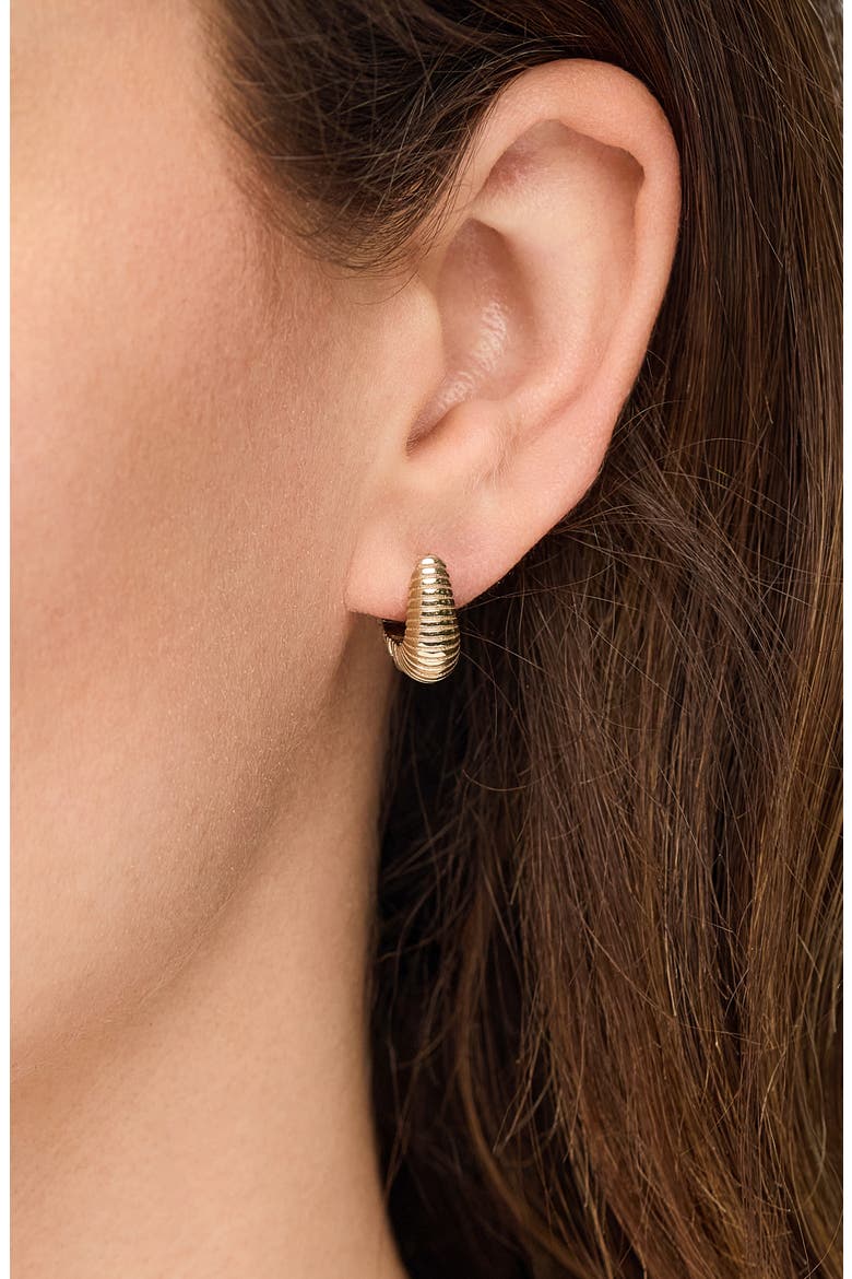 14K Gold Fluted Huggie Earrings, Alternate, color, 14K YELLOW GOLD