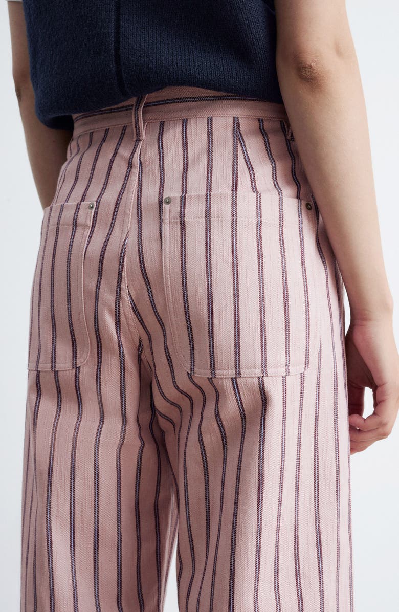 & Other Stories Stripe Stretch Cotton Pants, Alternate, color, Pink Medium Dusty
