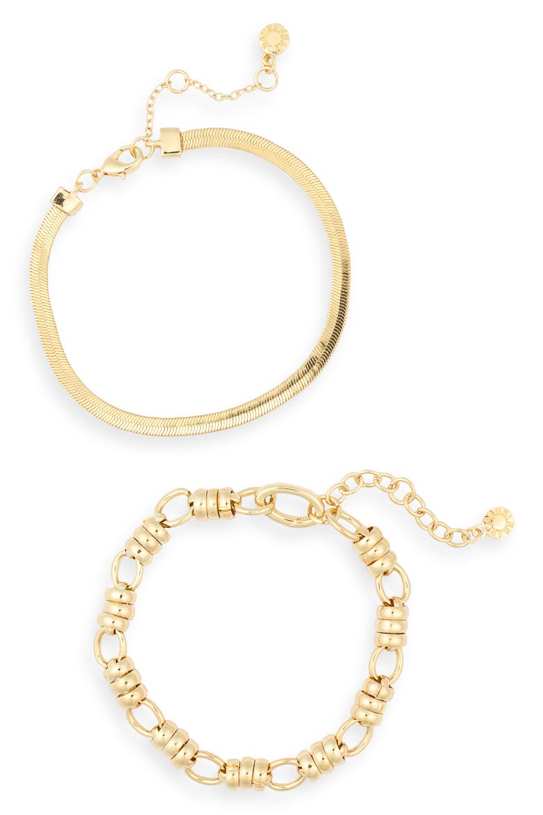 Set of 2 Lover Bracelets, Alternate, color, GOLD