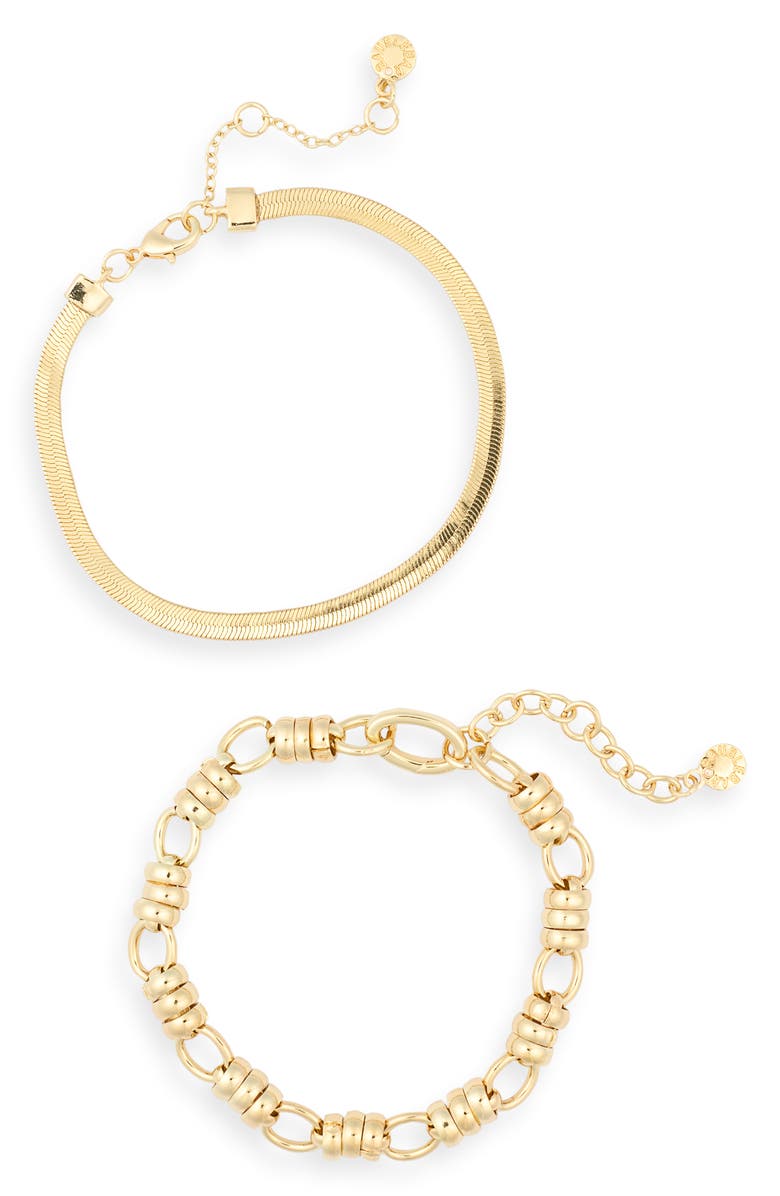 BaubleBar Set of 2 Lover Bracelets, Alternate, color, Gold