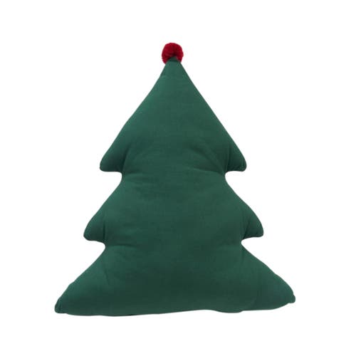 C & F Home C&f Home Holly Christmas Tree Shaped Pillow In Green