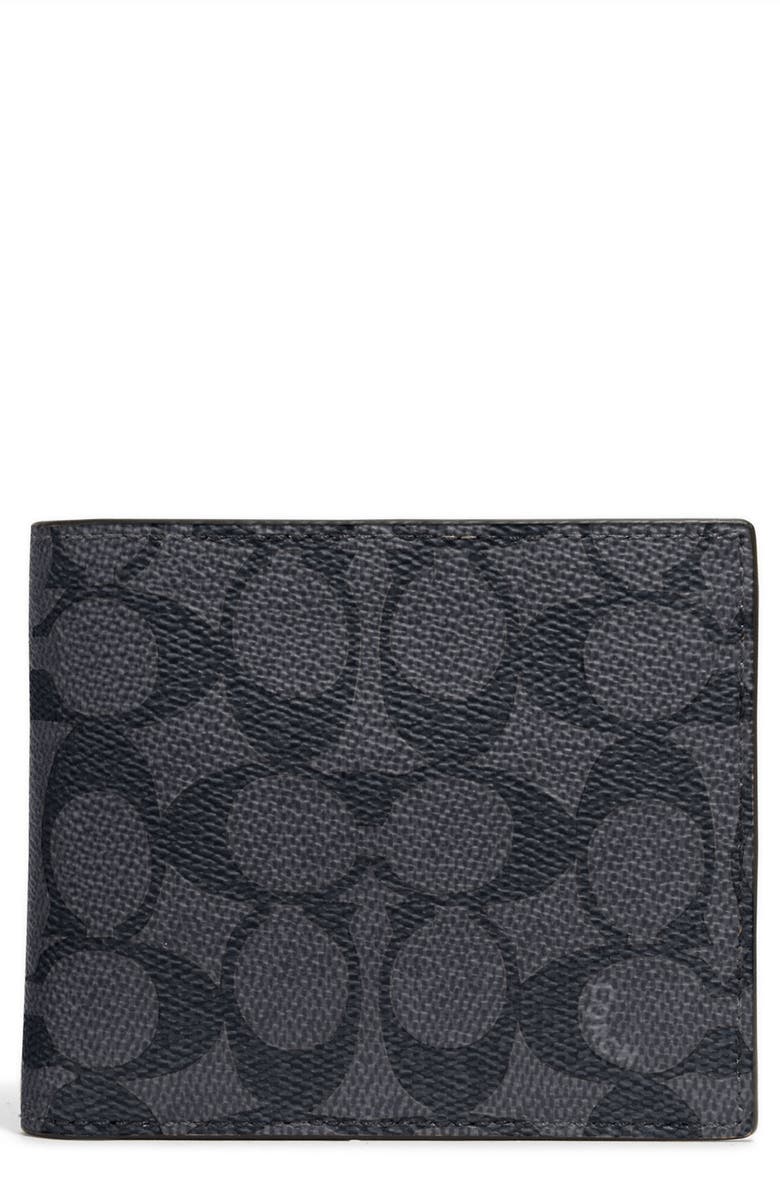 COACH 3-in-1 Signature Wallet, Main, color, Charcoal/Black