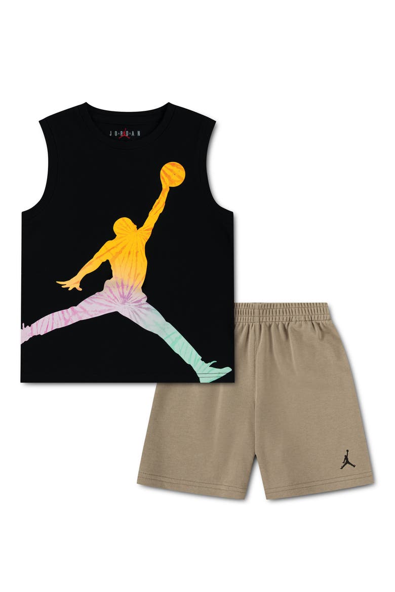 Kids' MJ Festival Graphic Tank & Pull-On Shorts Set, Main, color, KHAKI