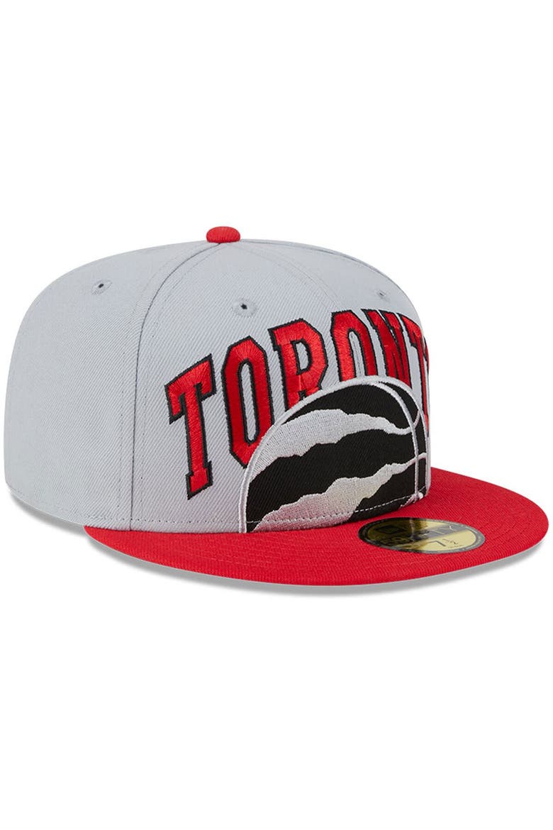 Men's New Era Gray/Red Toronto Raptors Tip-Off Two-Tone 59FIFTY Fitted Hat, Alternate, color, Gray