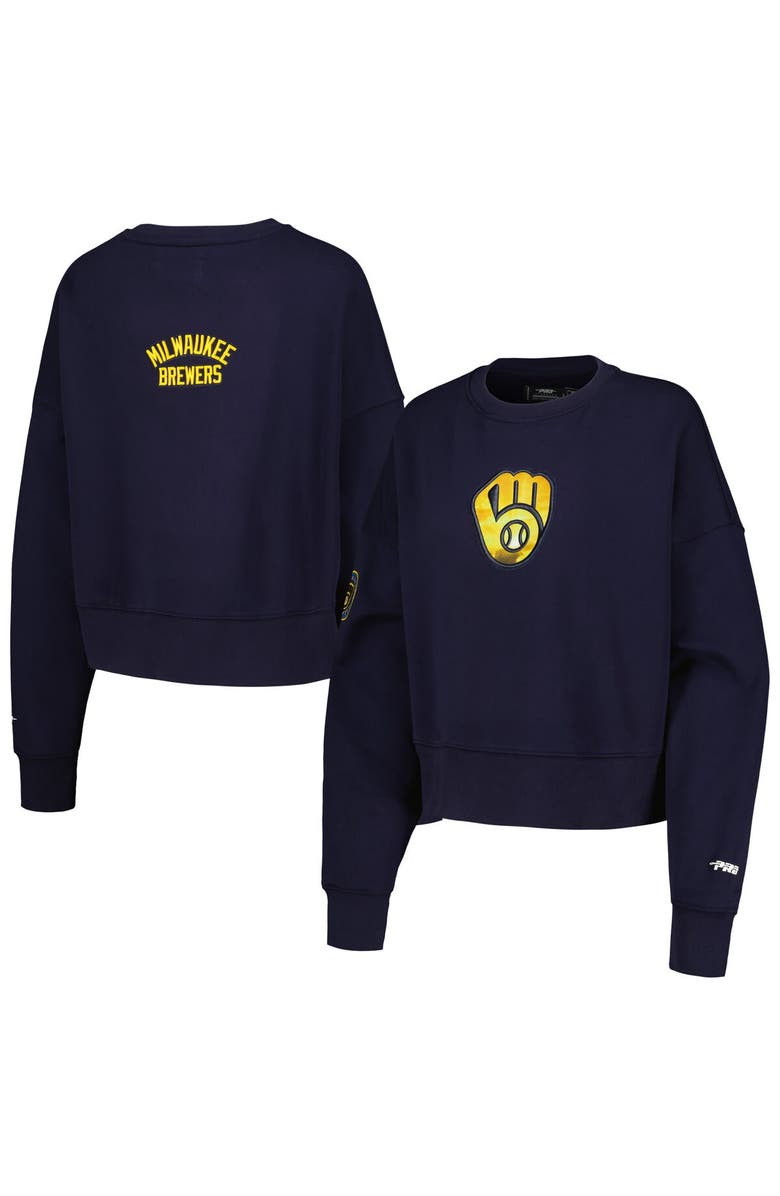 PRO STANDARD Women's Pro Standard Navy Milwaukee Brewers Painted Sky Pullover Sweatshirt, Main, color, 