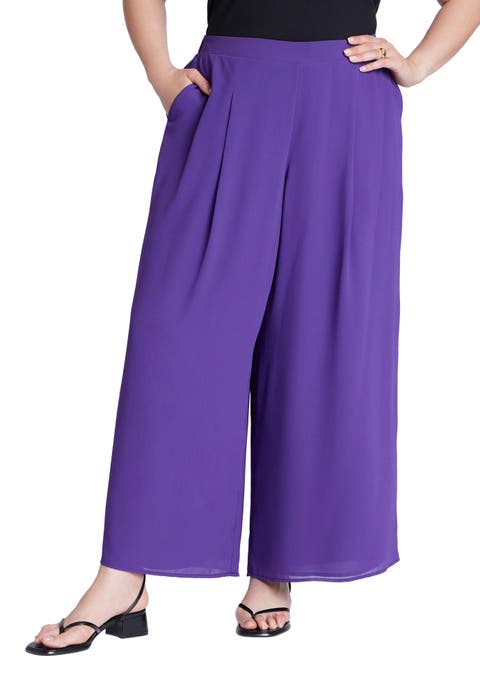Wide Leg Chiffon Pant (Plus Available)