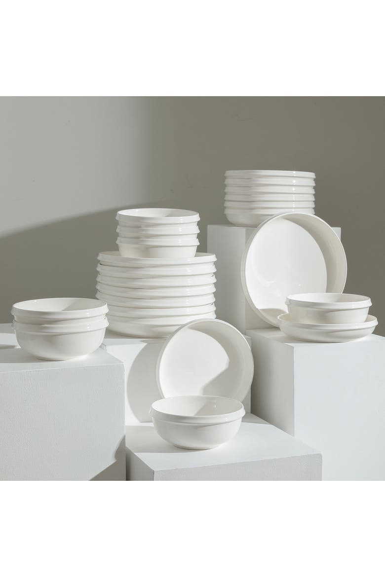 Verso Porcelain 24-Piece Dinnerware Set, Alternate, color, White