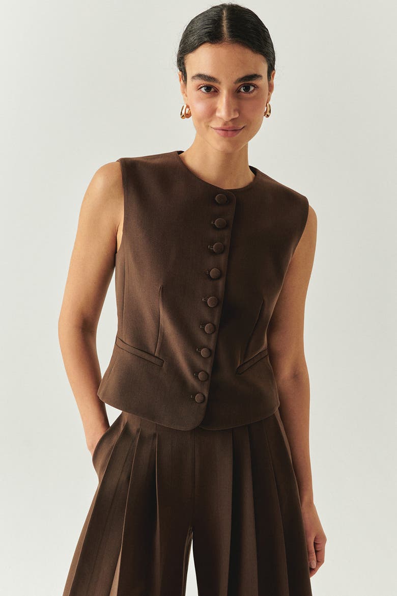 Elowyn Sleeveless Vest, Main, color, BROWN