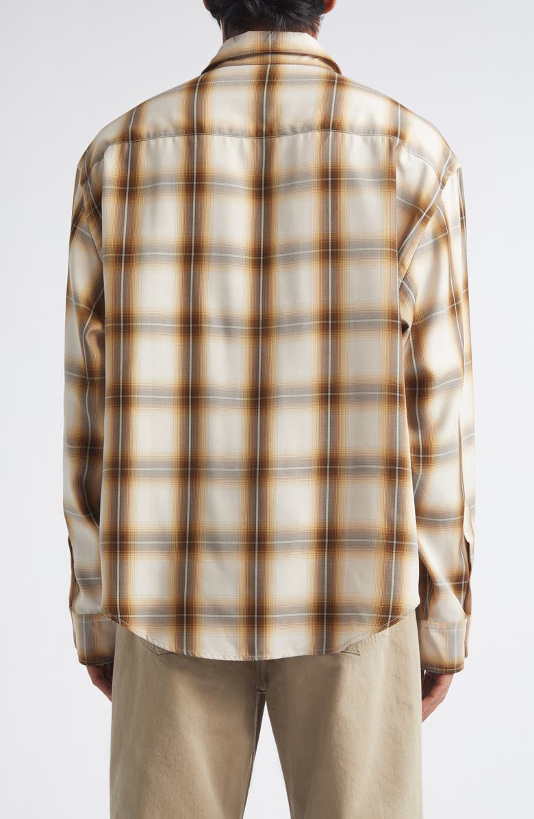 AMI PARIS Ami de Coeur Embroidered Boxy Plaid Button-Up Shirt, Alternate, color, 